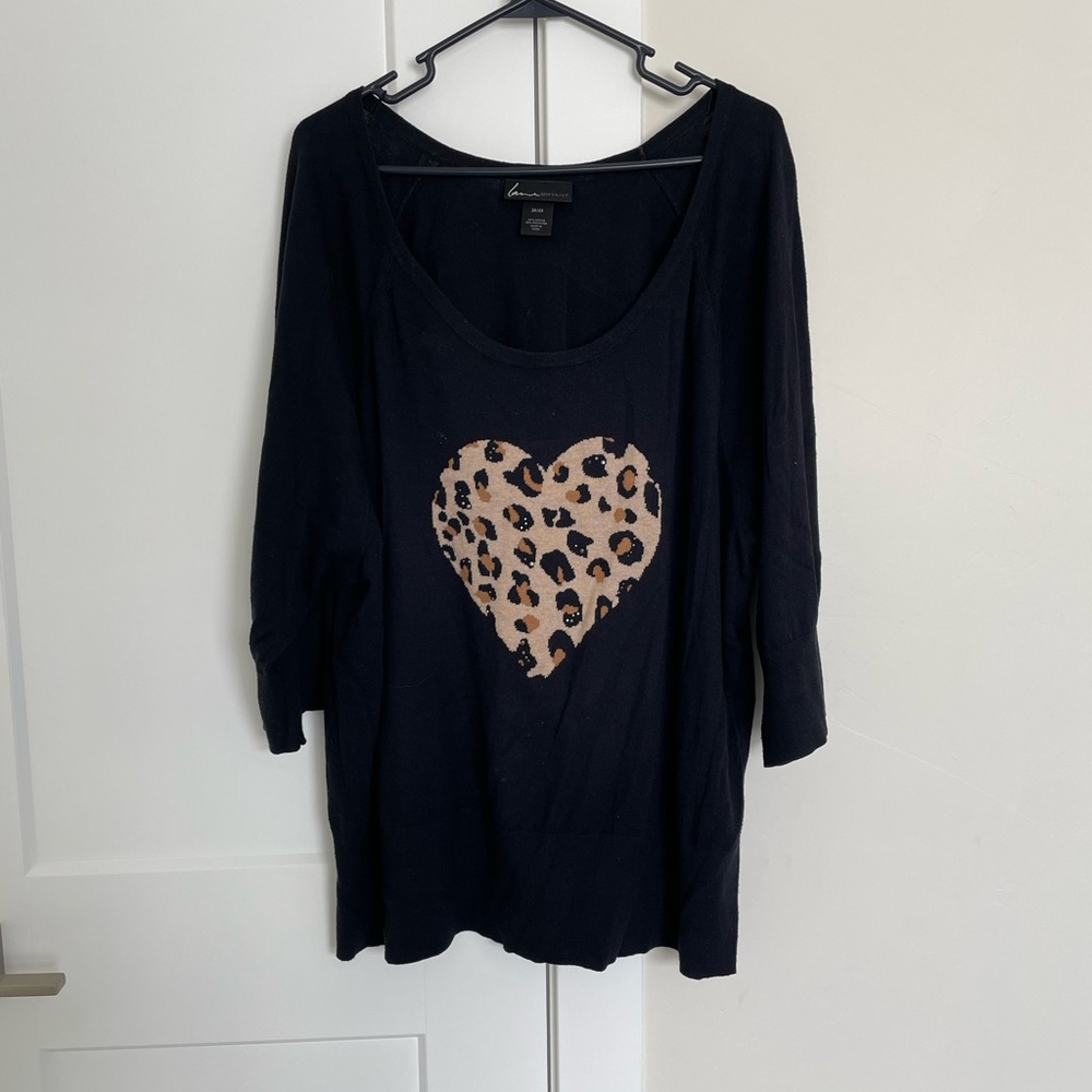 Black Cheetah Heart Sweater
